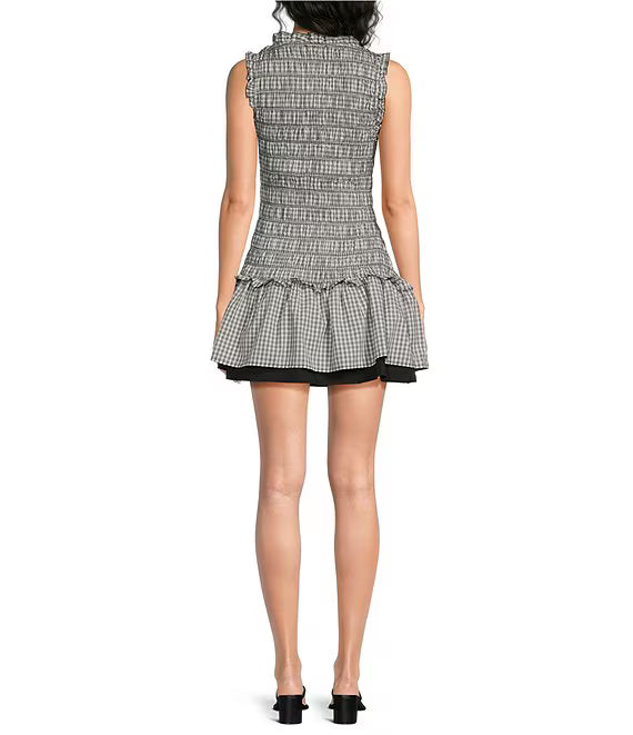 Drop Waist Smock Gingham Dress