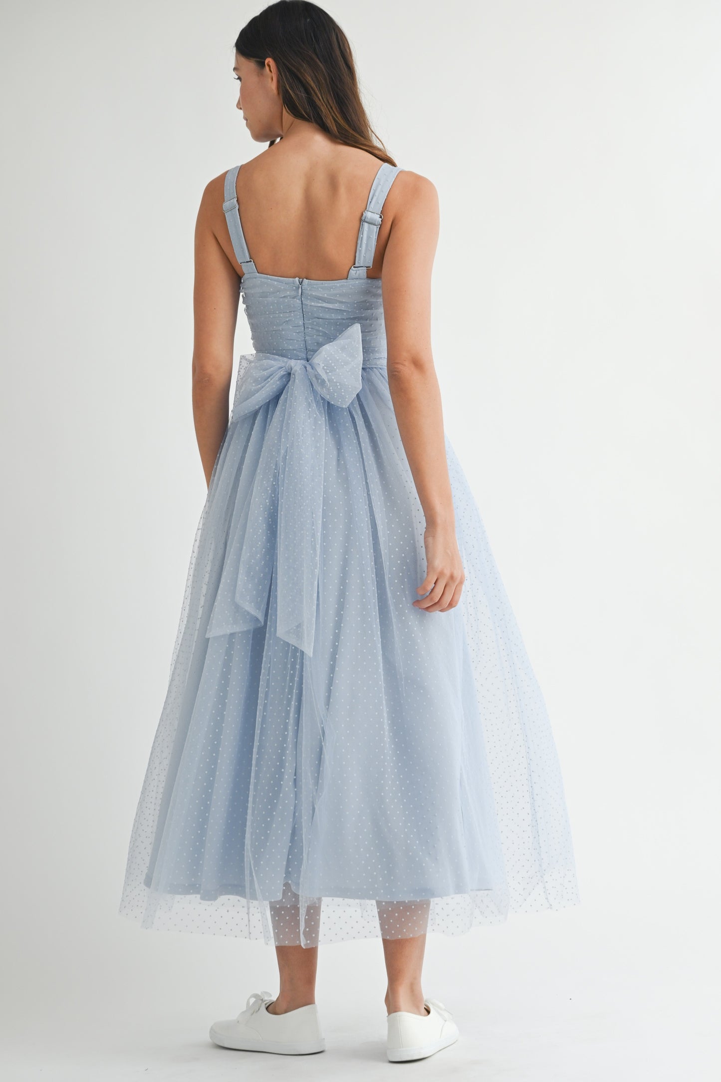 Polka Dot Mesh Maxi Dress