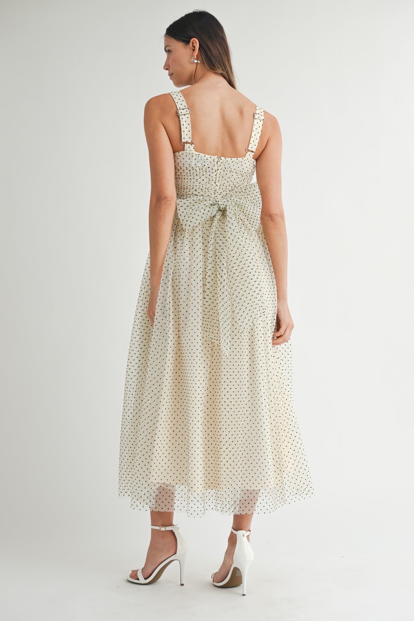 Polka Dot Mesh Maxi Dress