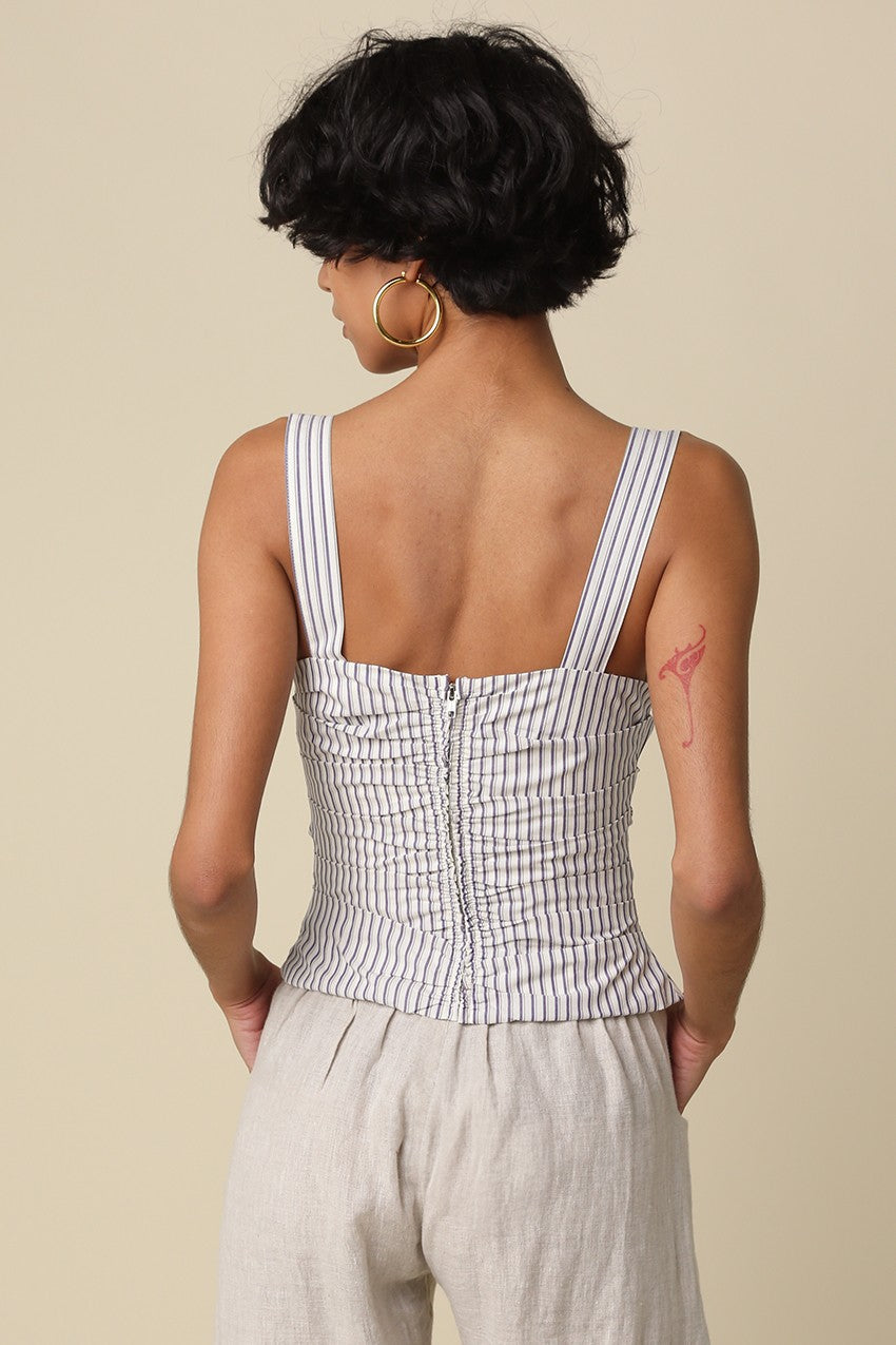 Judith Striped Ruched Corset Tank