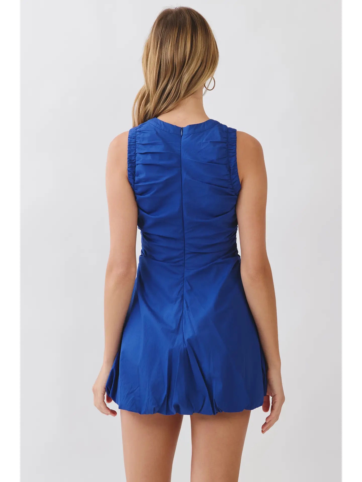 Side Ruched Detail Bubble Hem Mini Dress