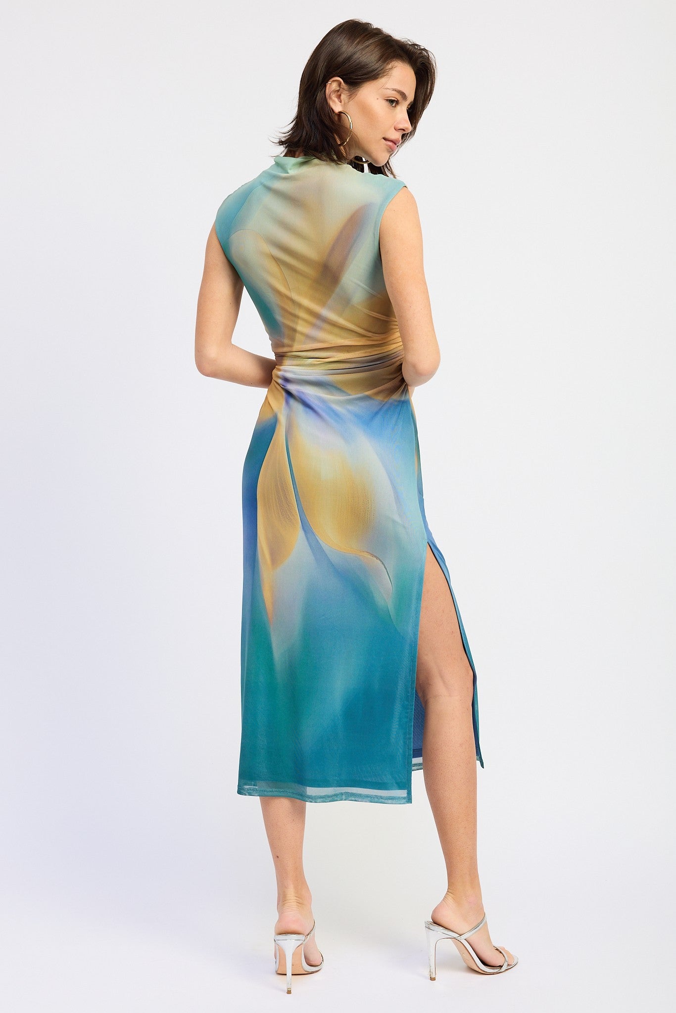 Orchid Drop Shoulder Mesh Midi Dress
