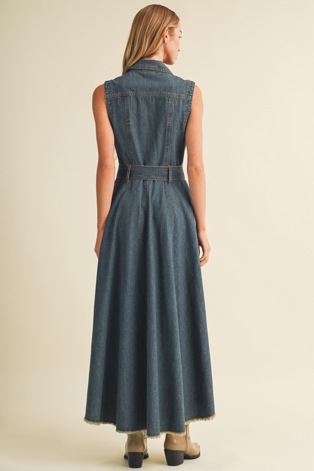 High-low Hem Denim Utility Dress