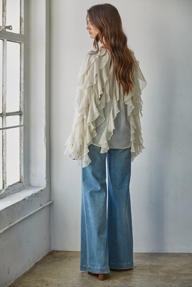 Maison Ruffle Flutter Top