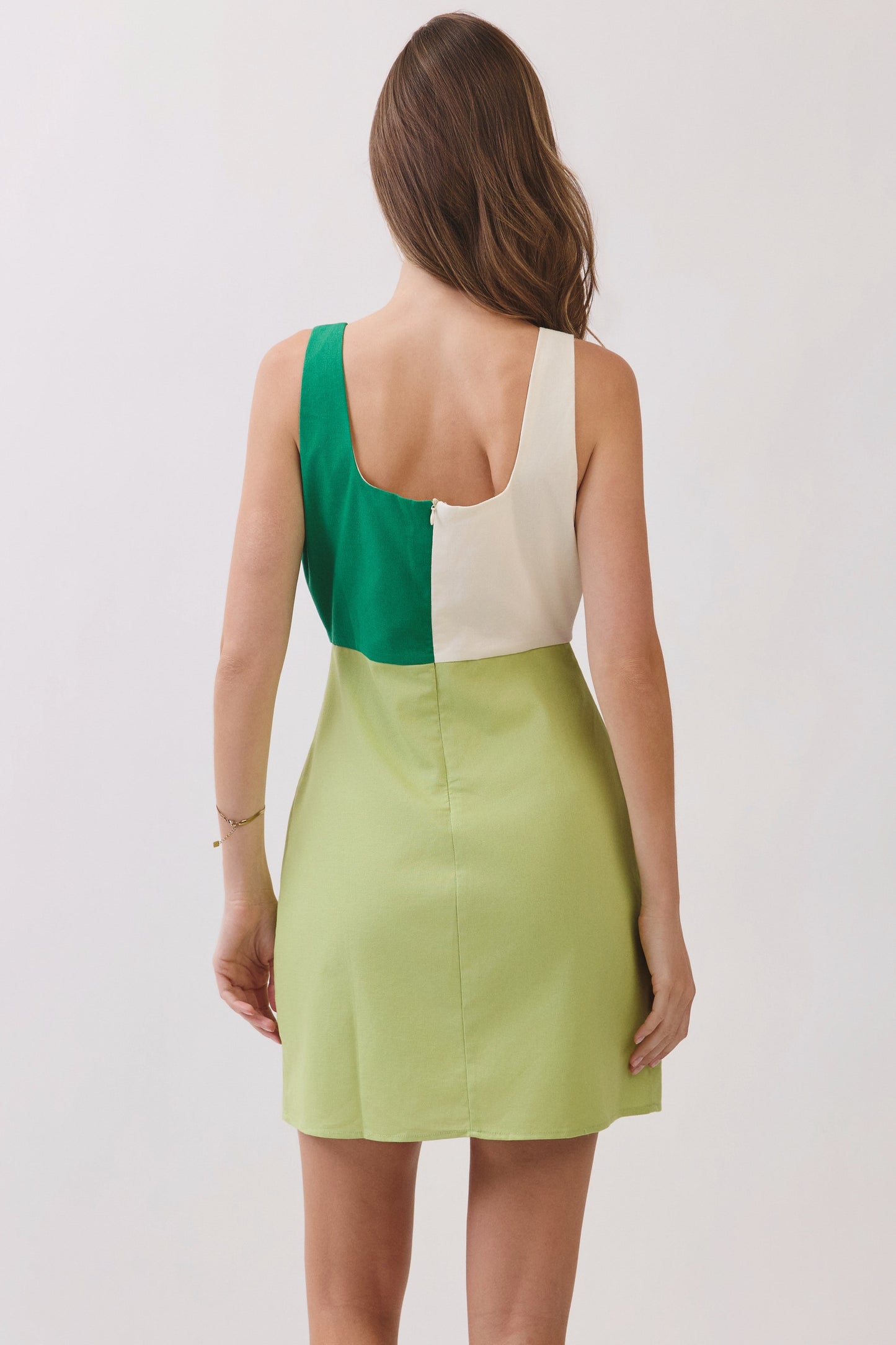 Color Block Square Neck Mini Dress