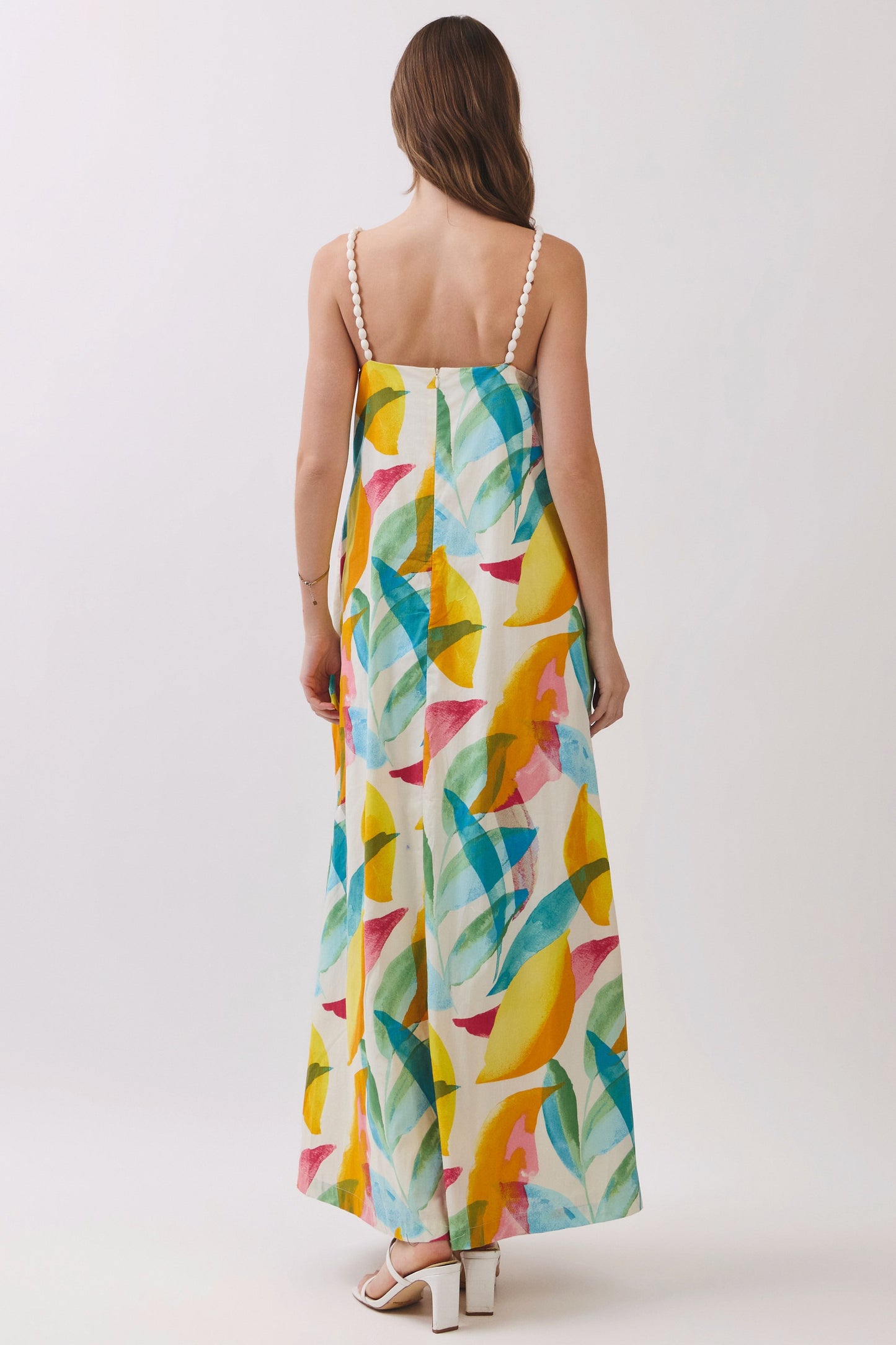 Abstract Tropical Print Maxi Dress