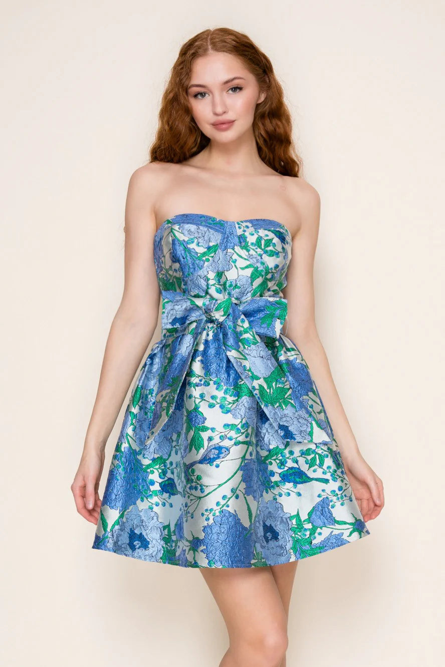 Tube Mini Dress With A Waist Bow Accent