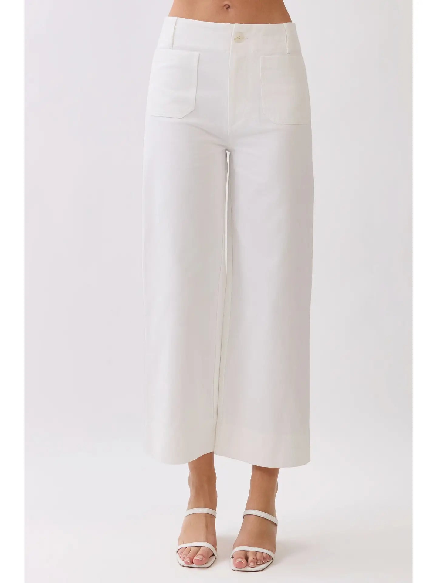 High Waist Cropped Wide Leg Pants