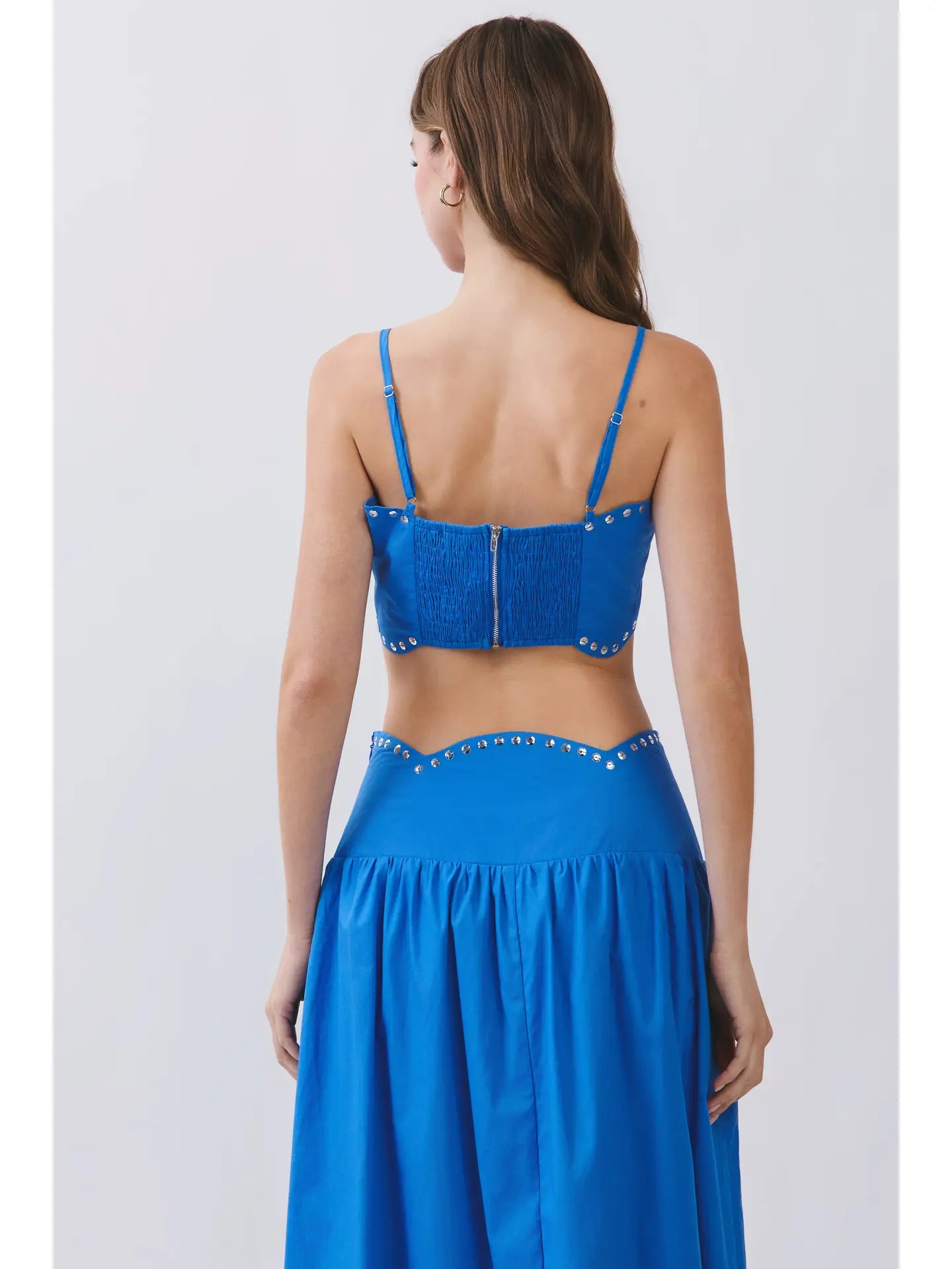 Studded Scallop Hem Cropped Cami Top