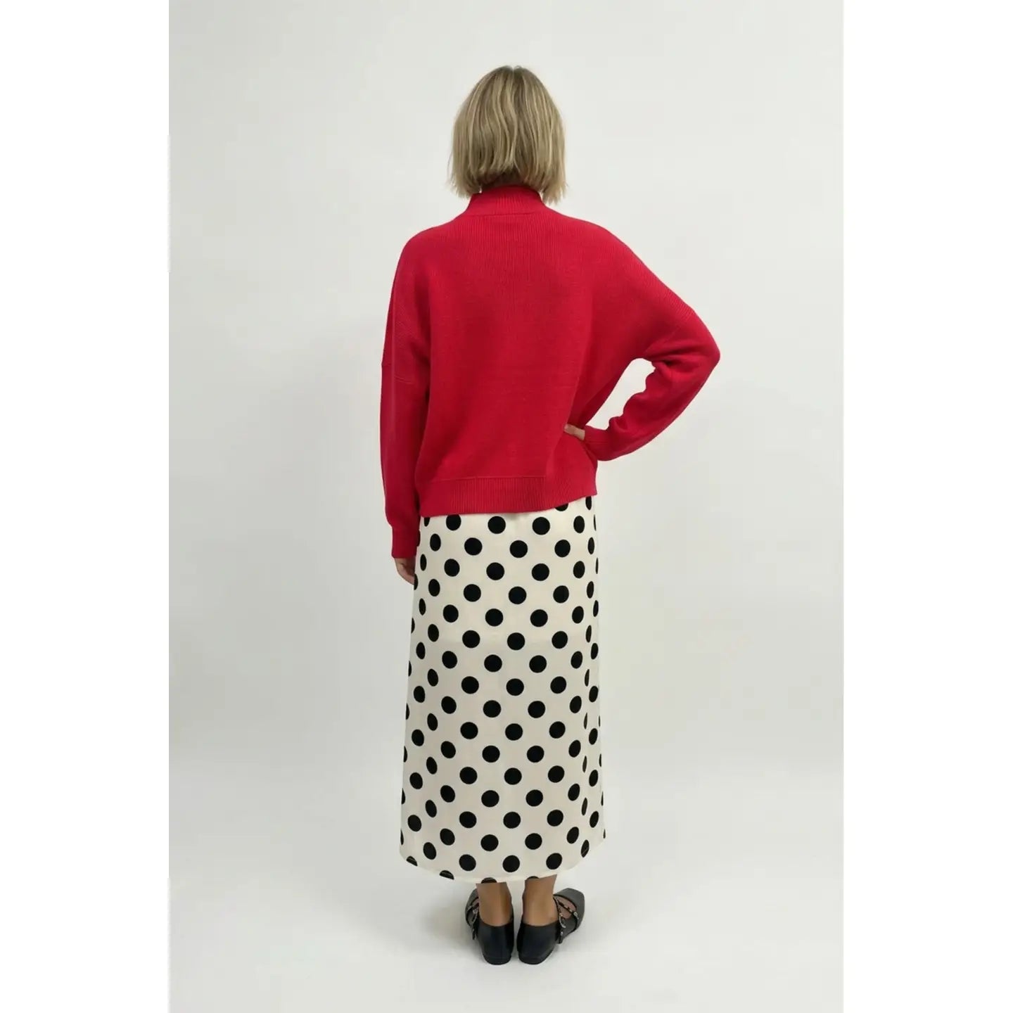 Velvet Polka Dot Midi Skirt