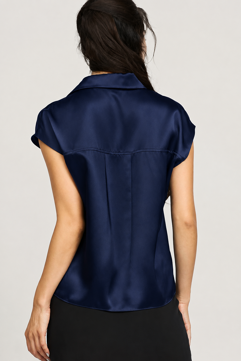 Cap-Sleeve Button Down Blouse