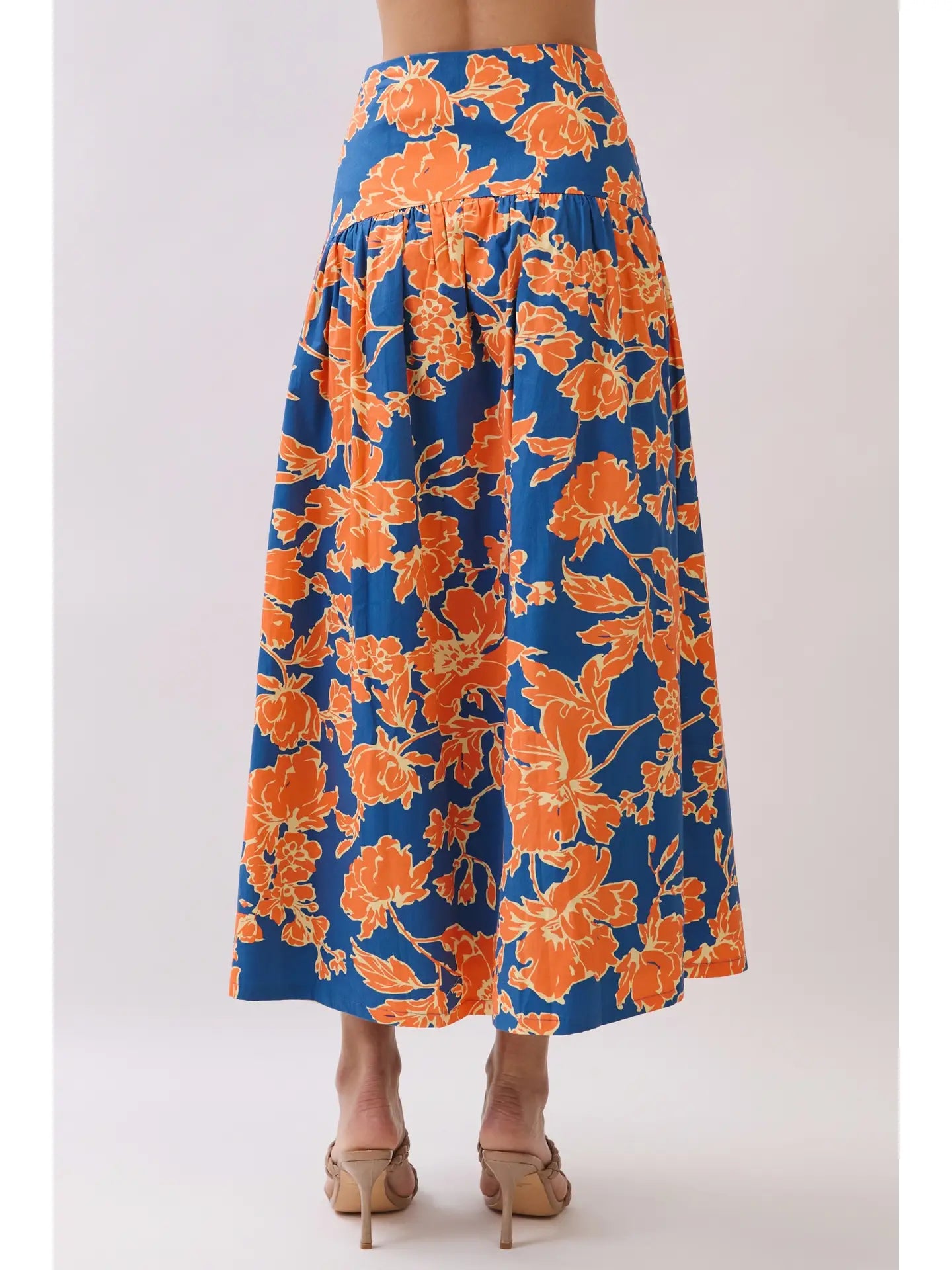 Floral Print Drop-Waist Maxi Skirt