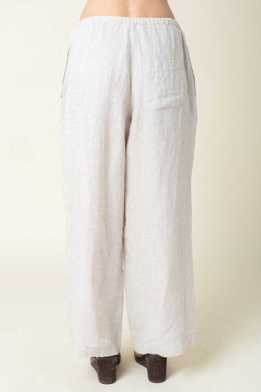 Millie Wide-leg Drawstring Linen Pants