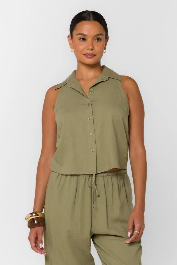 Roselle Linen Sleeveless Top