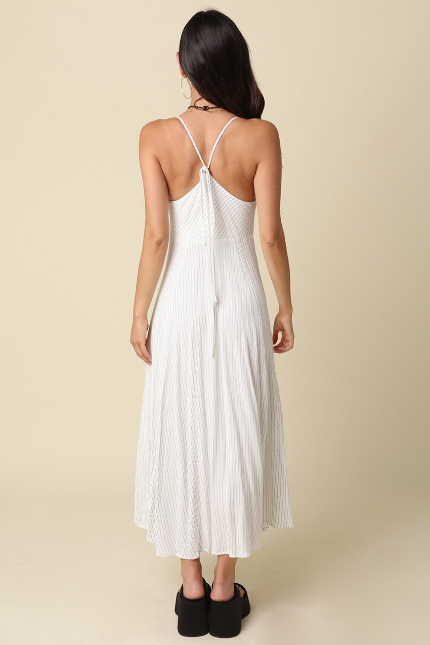 Belle Stripe Front-tie Maxi Dress