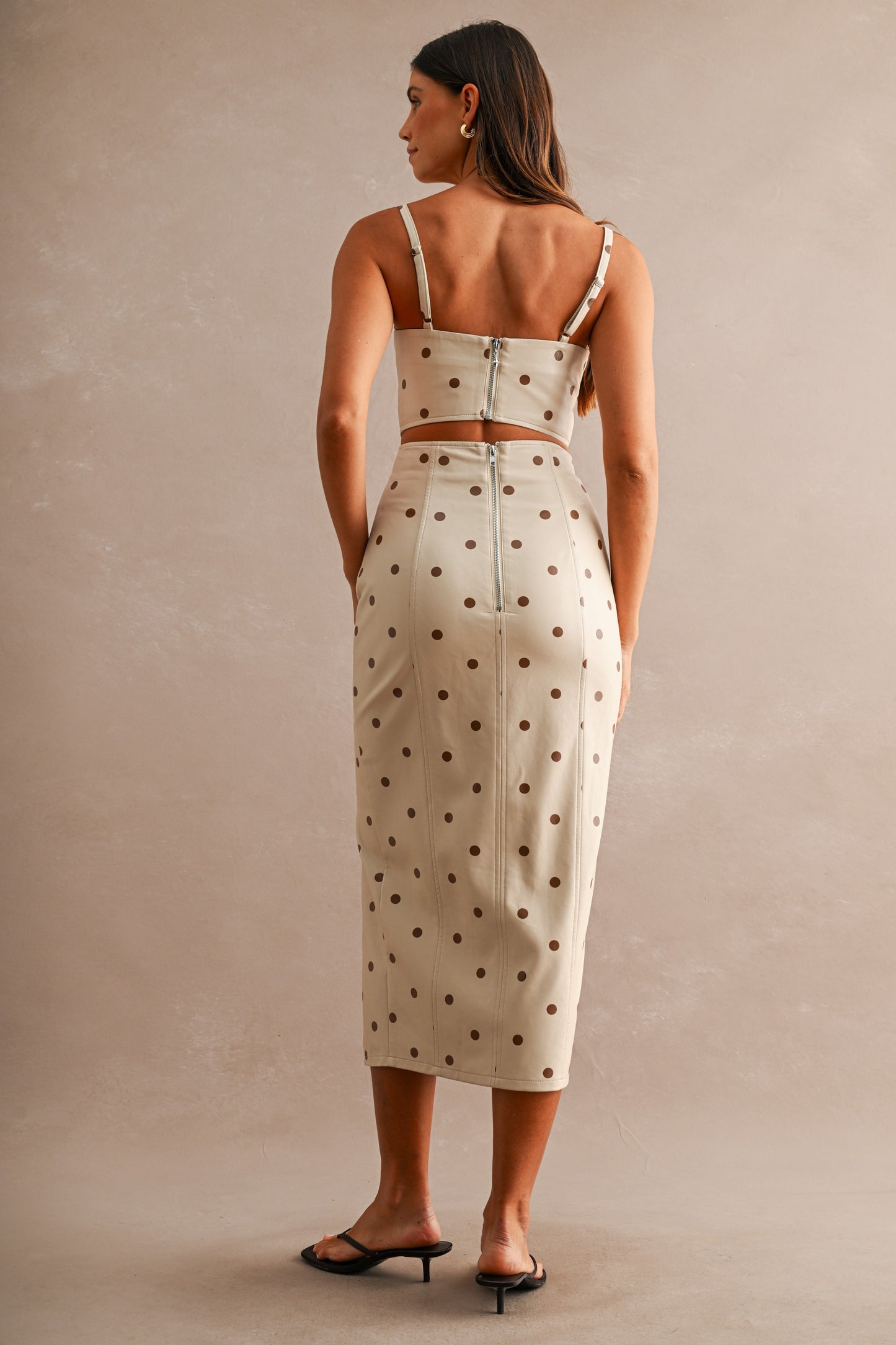 Faux Leather Polka Dot Cami Top