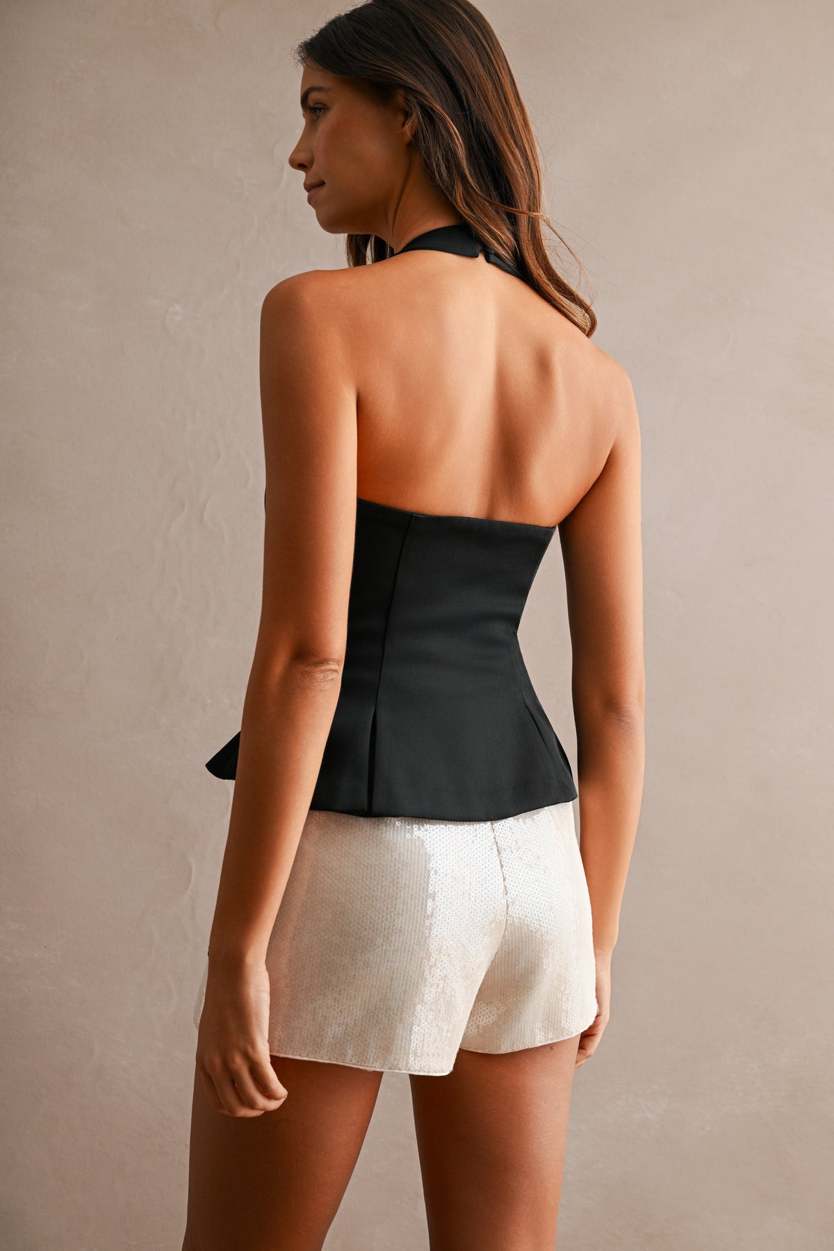 Sweetheart Halter Neck Peplum Top