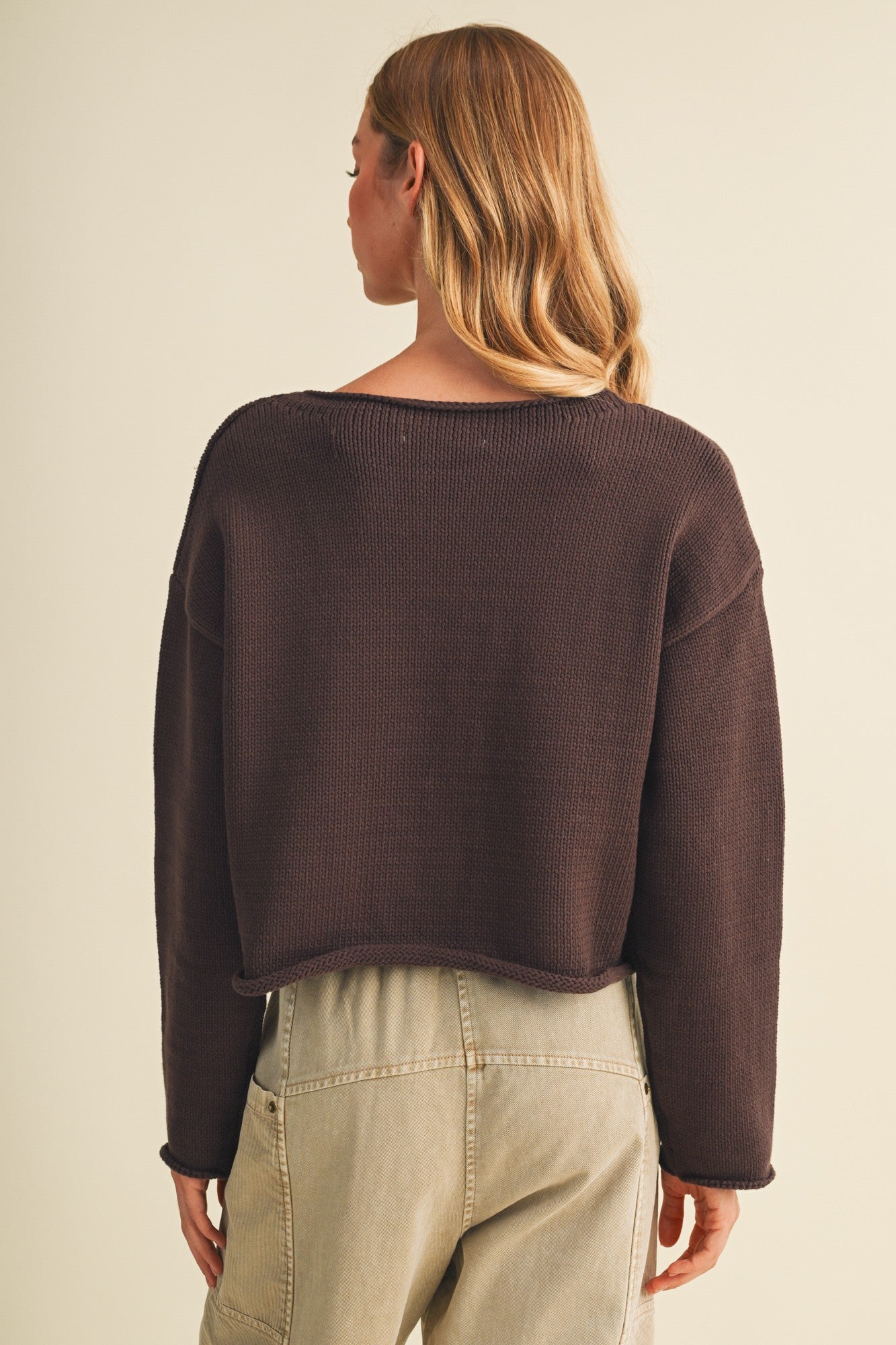 Bateau Neck Dropped Shoulder Sweater