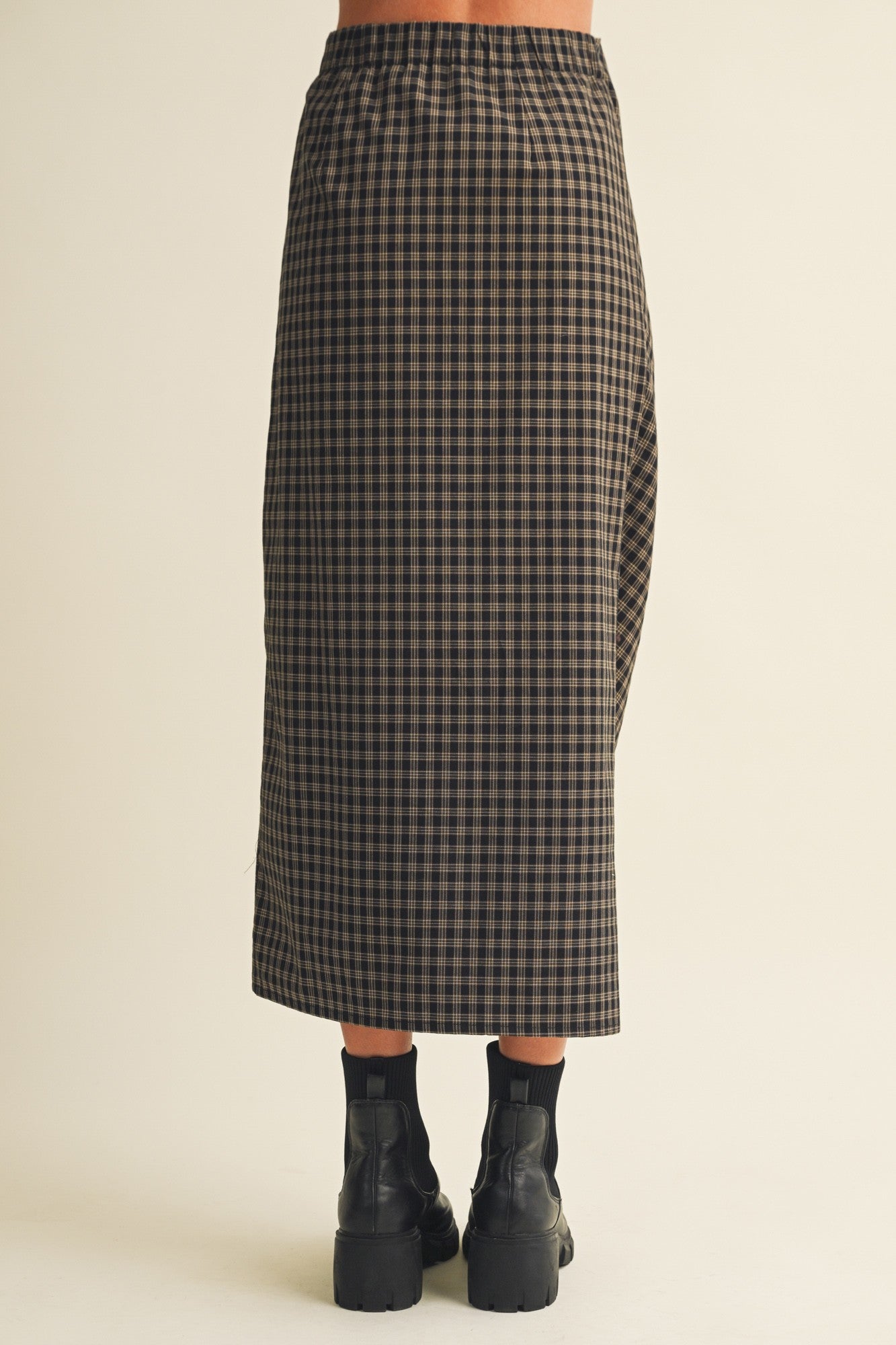 Asymmetric Drape High-slit Midi Skirt