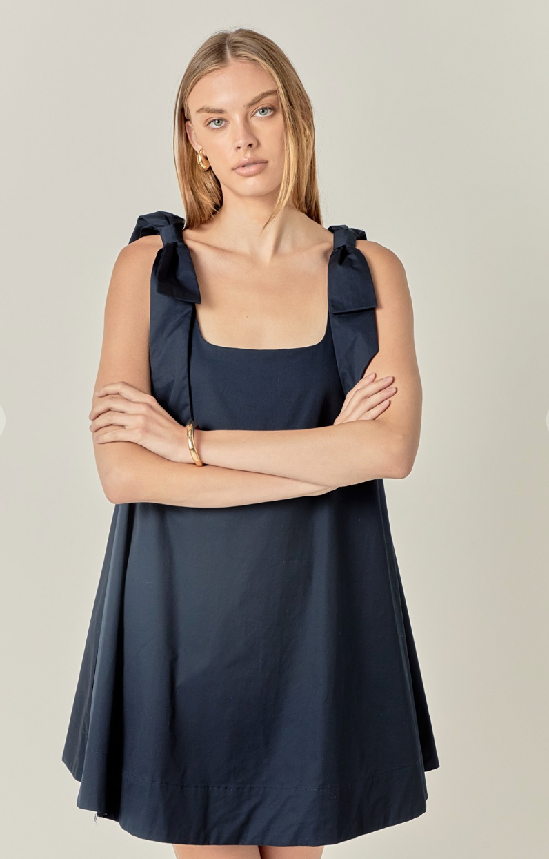 Bow Sleeveless Mini Dress