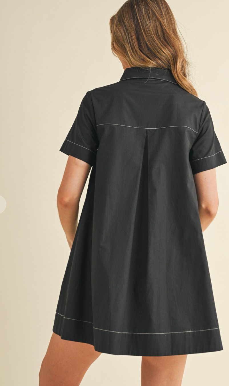 Bold Stitching Shirt Dress