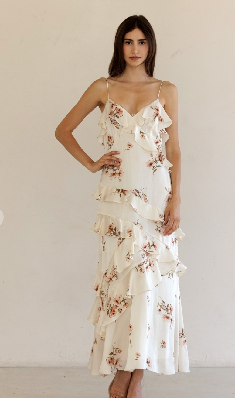 Floral Ruffle Tiered Midi Dress