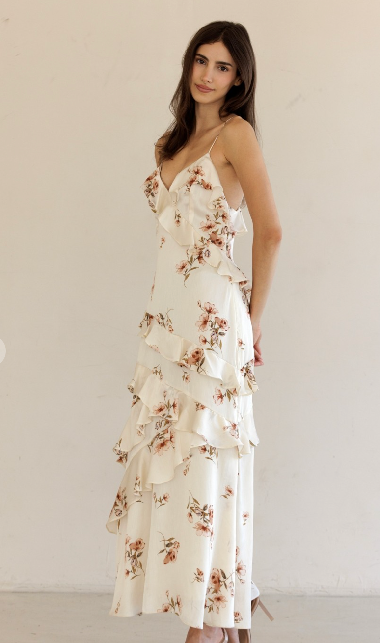 Floral Ruffle Tiered Midi Dress