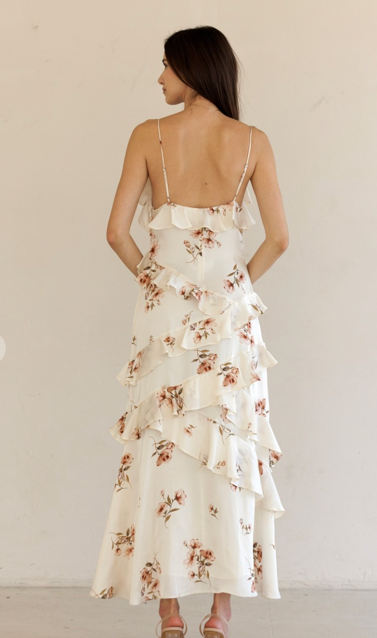 Floral Ruffle Tiered Midi Dress