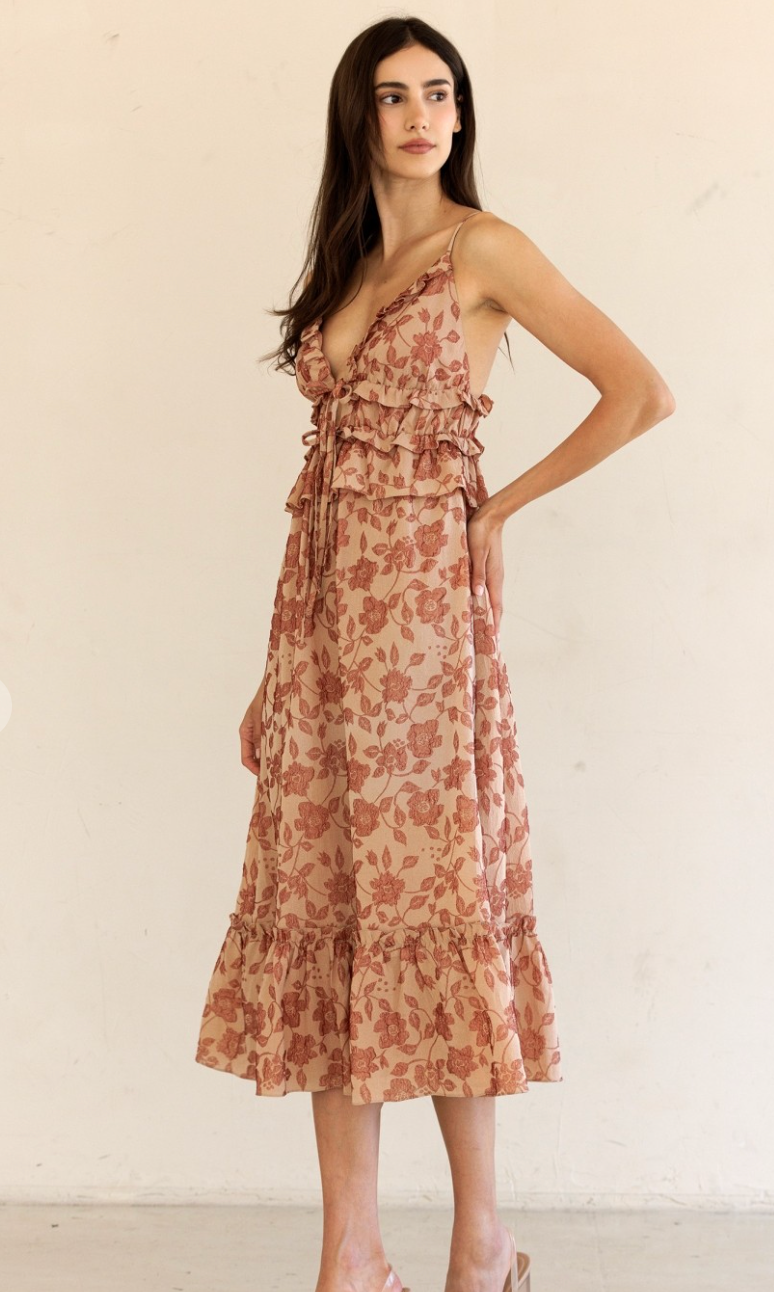 Floral Ruffle Midi Dress