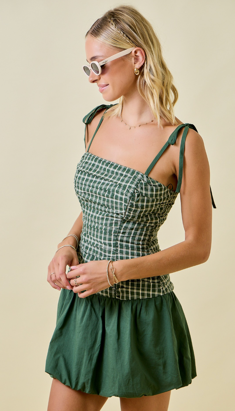 Gingham Bubble Mini Dress