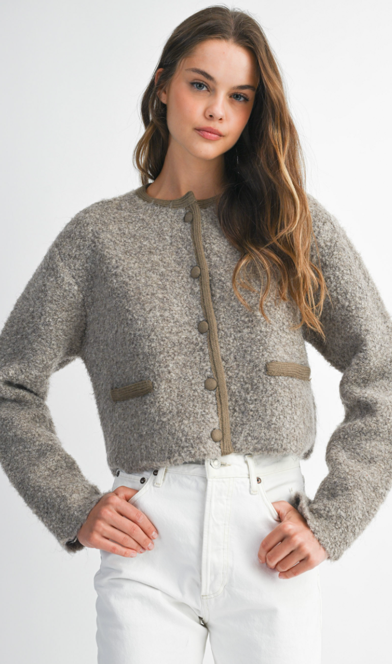Fuzzy Knit Cardigan Jacket