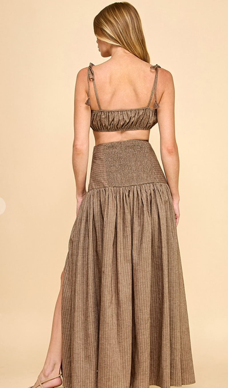 Cropped Tie Shoulder Top