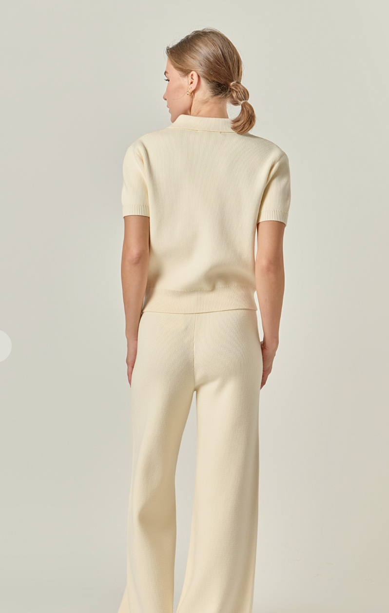Polo Knit Short Sleeve Top
