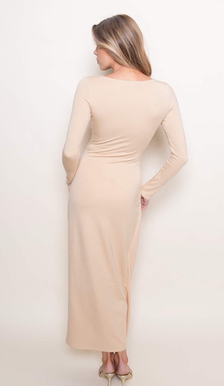 Wrap Panel Buckle Maxi Dress