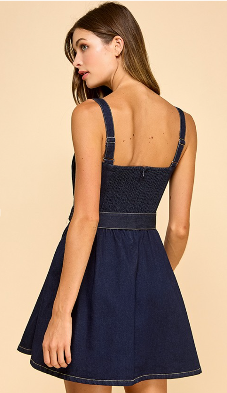 Belted Denim Mini Dress