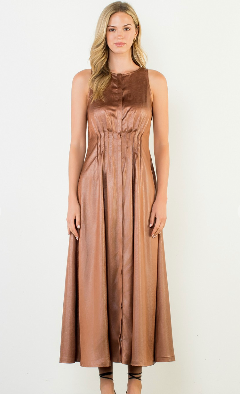 Pleated Sleeveless Maxi Dress