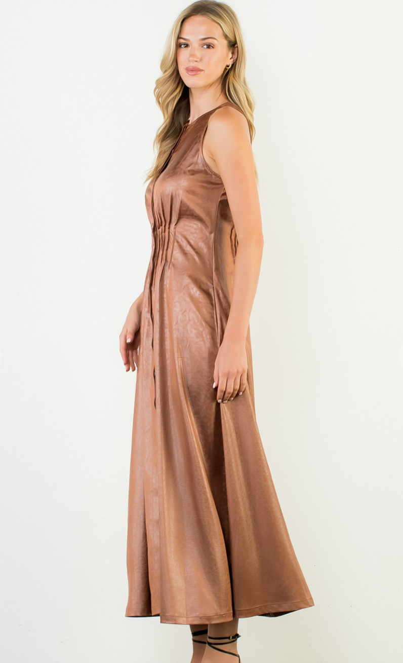 Pleated Sleeveless Maxi Dress