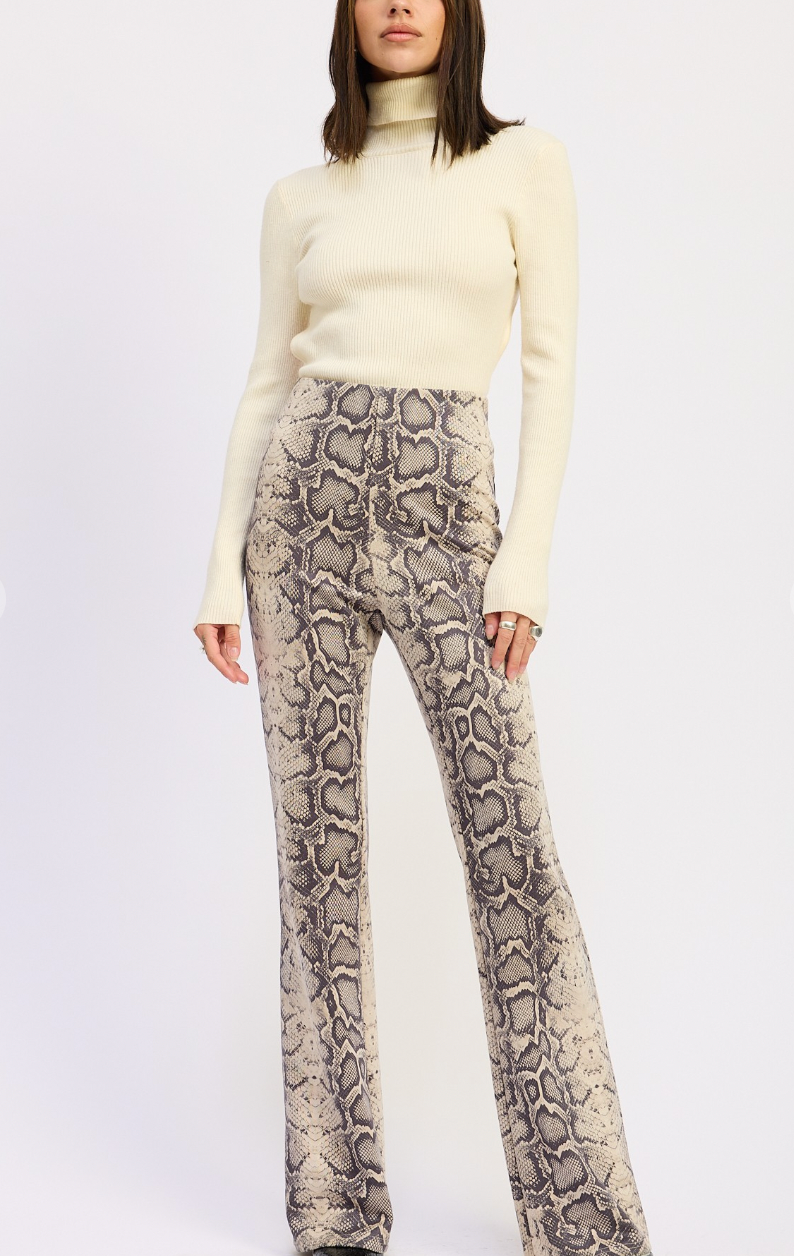 Flared Snake Print Pants