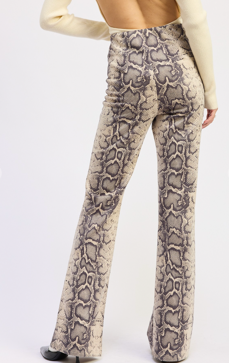 Flared Snake Print Pants