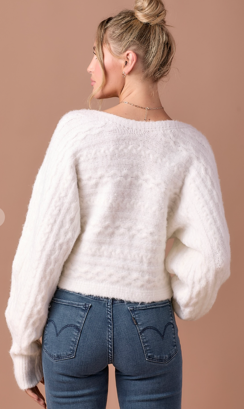 Cable Knit Reversible Sweater
