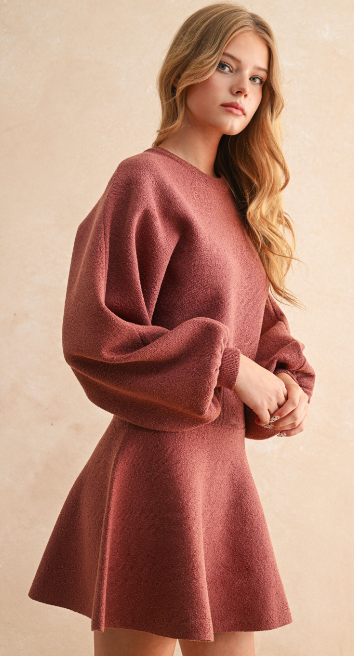 Balloon Sleeve Sweater Dress