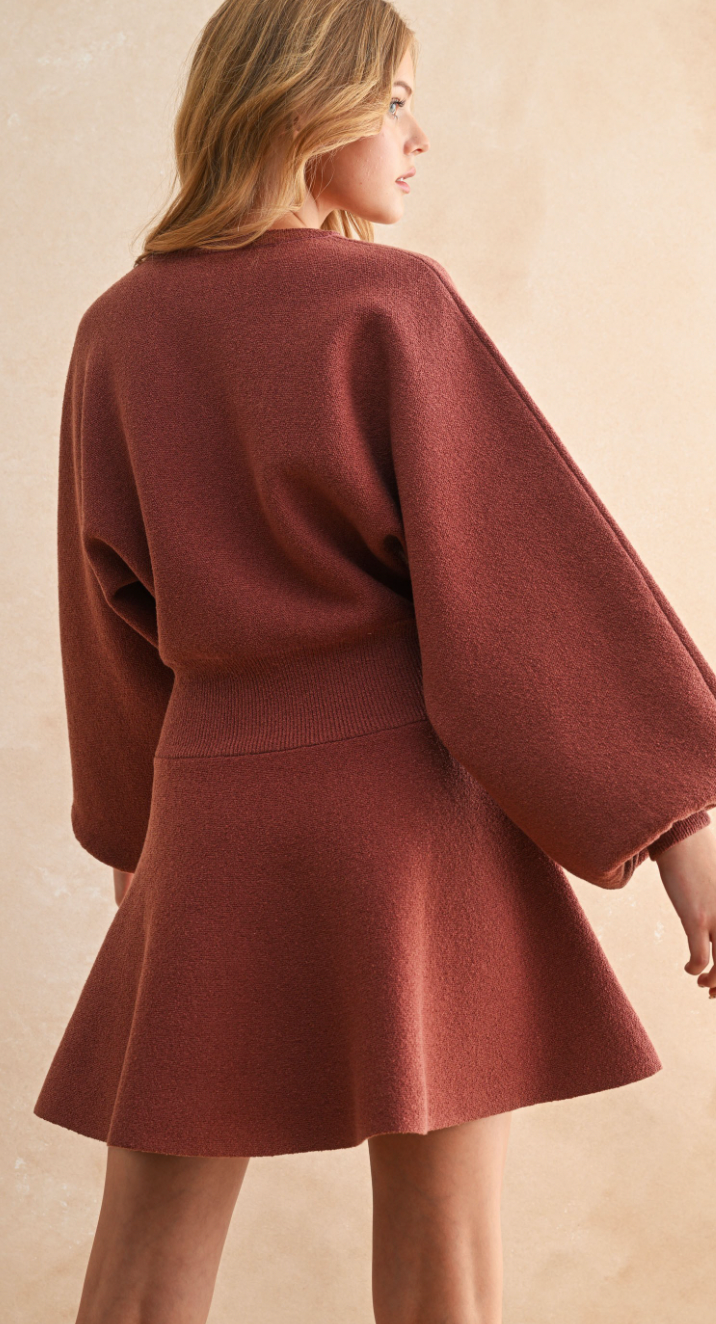 Balloon Sleeve Sweater Dress