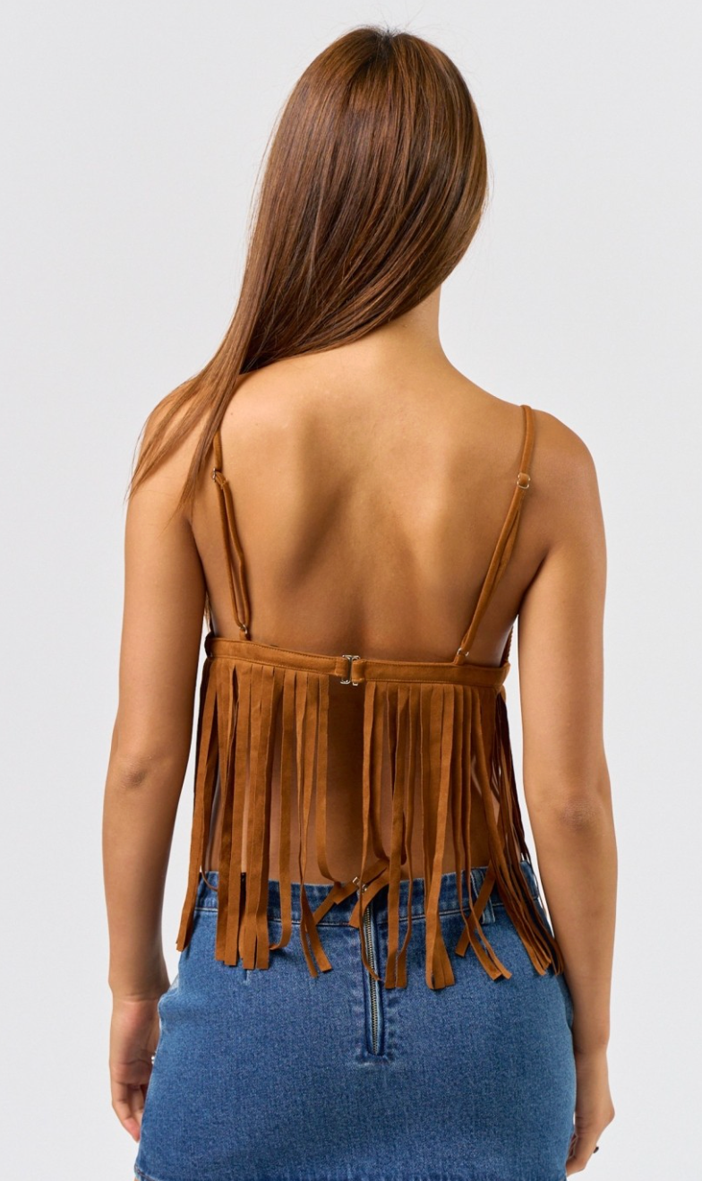 Suede Fringe Tank Top