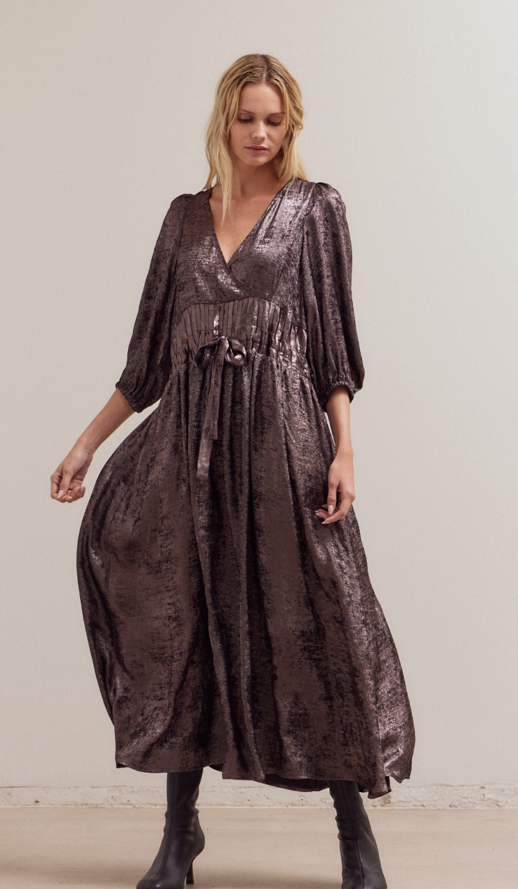 Pleat Waist Shine Dress