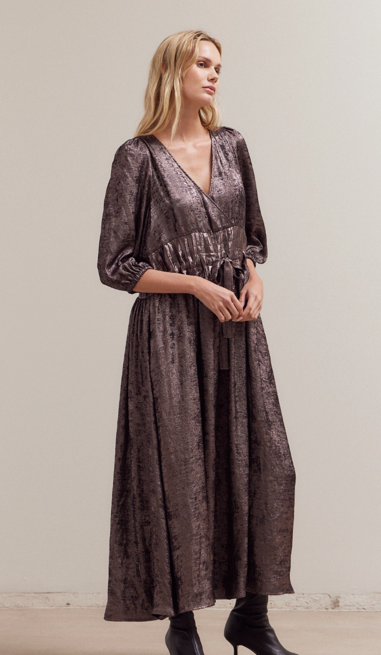 Pleat Waist Shine Dress