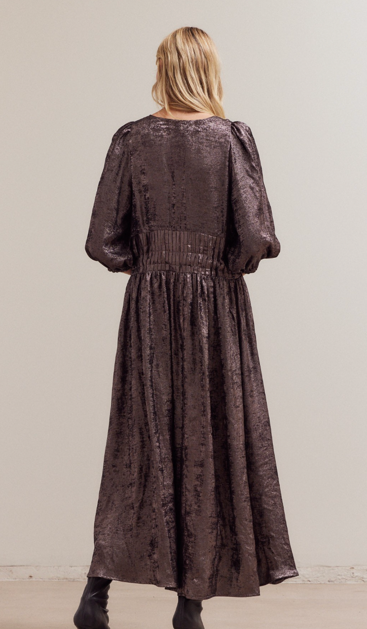 Pleat Waist Shine Dress