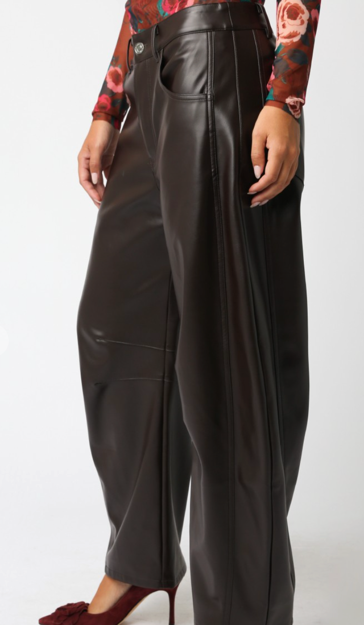 Alexus Leather Barrel Pants