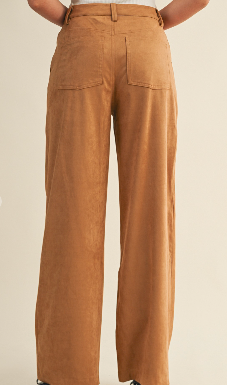 Suede Straight Pants