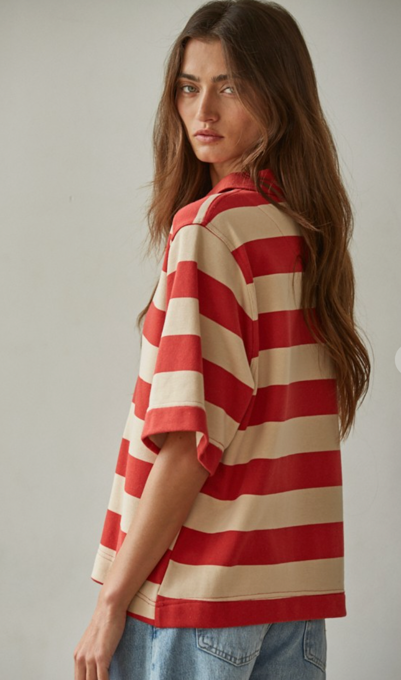 Bold Striped Rugby Tee