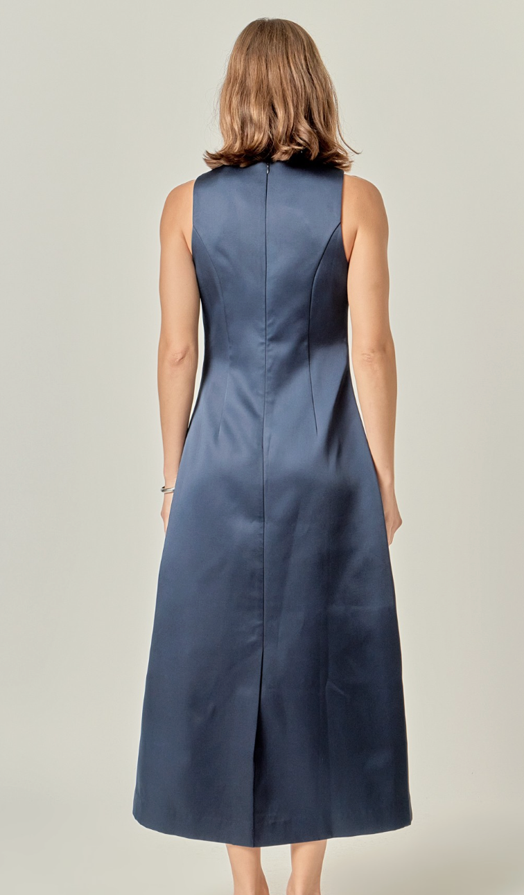 Satin Sleeveless Midi Dress